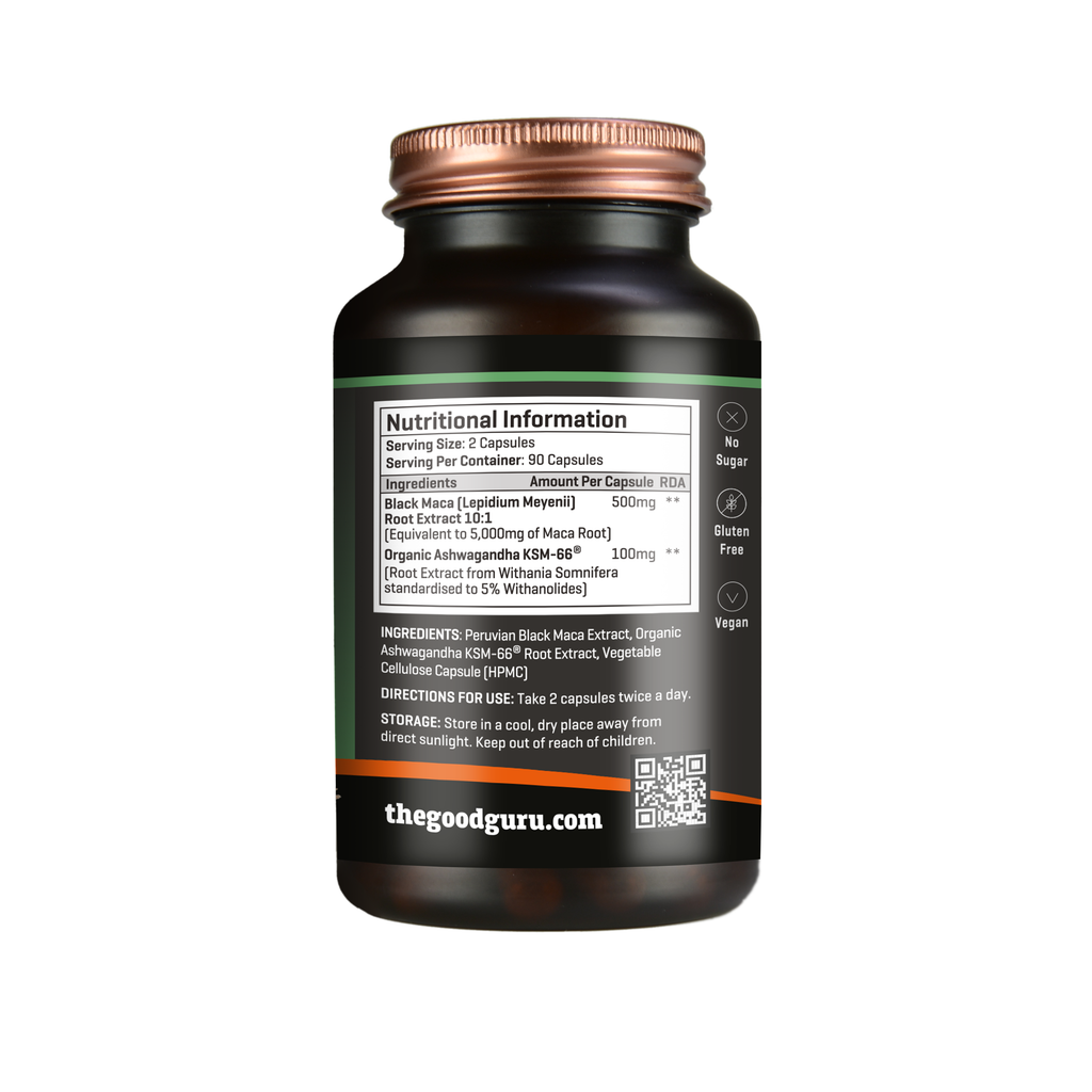 The Good Guru Black Maca + Ashwagandha KSM66