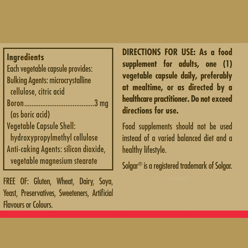 Solgar Boron 3 mg Vegetable Capsules - Pack of 100