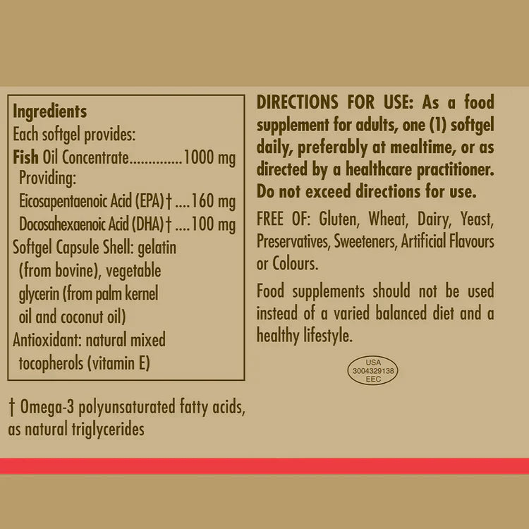 Solgar Fish Oil Concentrate 1000 mg Softgels - Pack of 120