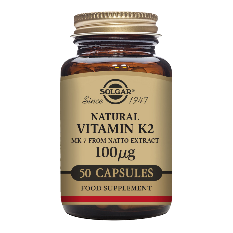 Solgar Natural Vitamin K2 (MK-7) 100 mcg  Vegetable Capsules - Pack of 50