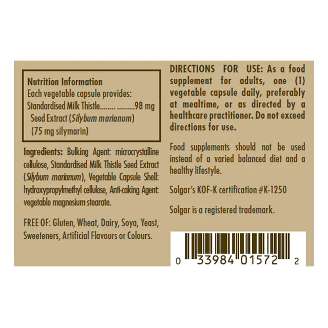 Solgar Milk Thistle Vegetable Capsules