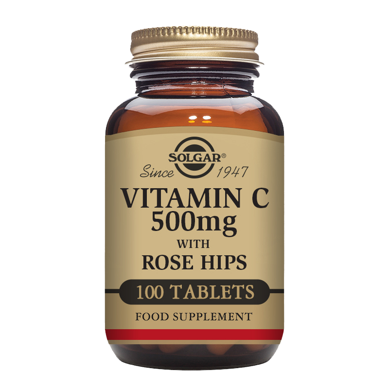 Solgar Vitamin C 500 mg with Rose Hips Tablets - Pack of 100