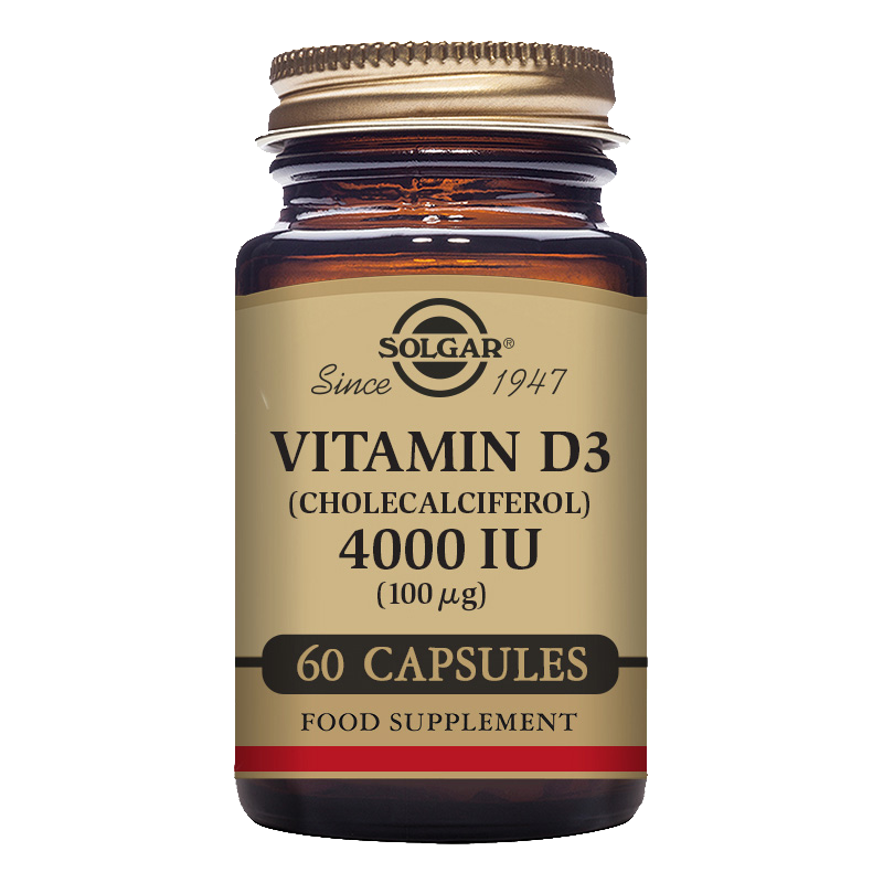 Solgar Vitamin D3 (Cholecalciferol) 4000 IU (100 mcg) Vegetable Capsules