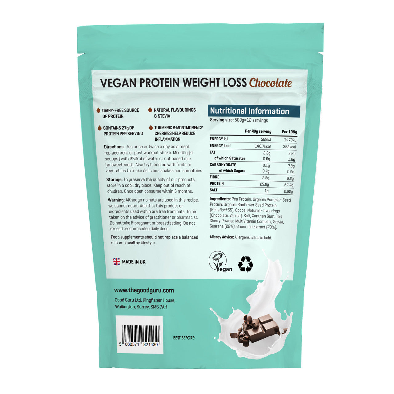 The Good Guru Vegan Protein Weight Loss - Chocolate